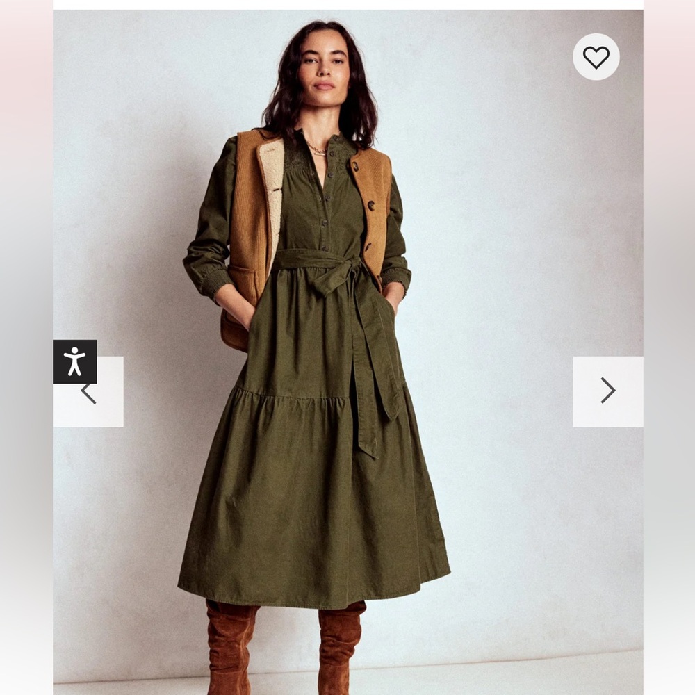 Boden Cecily Corduroy Elegant Olive Green Maxi Dress